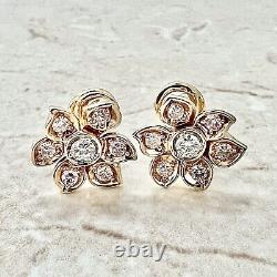 Rare Vintage 18K Rose Gold Pink Diamond Earrings By Carvin French -Halo Earrings