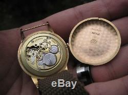 Rare Vintage 18k Rose Gold Zenith Calatrava Mens Wristwatch Great Piece Pie Pan