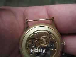 Rare Vintage 18k Rose Gold Zenith Calatrava Mens Wristwatch Great Piece Pie Pan