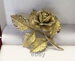 Rare Vintage 1920s signed Napier Sterling gold plated Rose Flower Brooch Pin