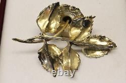 Rare Vintage 1920s signed Napier Sterling gold plated Rose Flower Brooch Pin