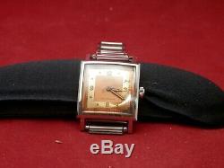 Rare Vintage 1940's Clinton Waterproof in a square case withrose gold dial