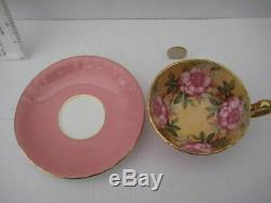 Rare Vintage Aynsley England Cabinet Tea Cup Saucer Cabbage Pink Roses