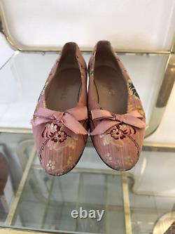 Rare Vintage Chanel Brocade Silk Rose Pink Flats Size 36.5 6/6.5