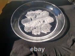 Rare Vintage Christian Dior Signed, Frosted Rose Crystal Plate 12