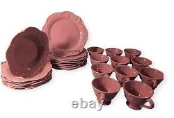 Rare Vintage Dinner Plates Set Of 25 Frutuouso & Fruituouso Portugal Rose Pink