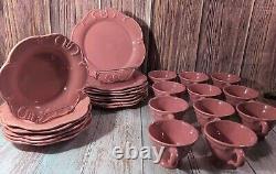 Rare Vintage Dinner Plates Set Of 25 Frutuouso & Fruituouso Portugal Rose Pink