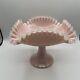 Rare Vintage Fenton Silver Rose Crest Footed Square Bowl Crimped Edges