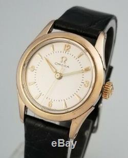 Rare Vintage Omega Cal 231 MID Sz Mens Watch 14k Rose Gold Cap Ref# 2621-2sc
