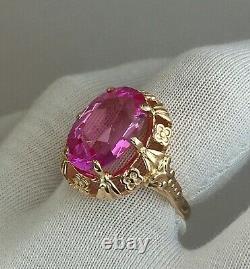 Rare Vintage Original Soviet Russian Solid Rose Gold Amethyst Ring 583 14K USSR