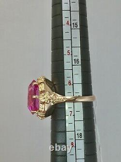 Rare Vintage Original Soviet Russian Solid Rose Gold Amethyst Ring 583 14K USSR