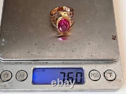 Rare Vintage Original Soviet Russian Solid Rose Gold Sapphire Ring 583 14K USSR