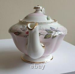 Rare Vintage Paragon Pink Bridal Rose Small Fine Bone China Teapot + 16cm Plate