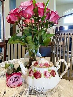 Rare Vintage Royal Albert Old English Rose large teapot. Mint