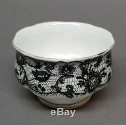 Rare & Vintage Royal Albert china SENORITA Sugar Bowl w BLACK LACE ROSE 1950s