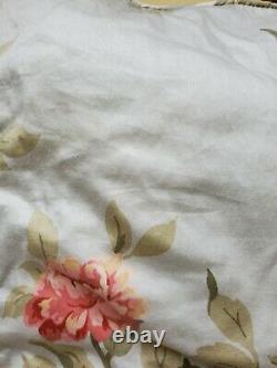 Rare Vtg Ralph Lauren Stone Harbor Blue Pink Rose Floral King Comforter Flaws