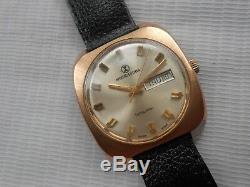 Rare Vtg Swiss Square Rose Gold Case Favre Leuba 17j Mens Automatic Wristwatch