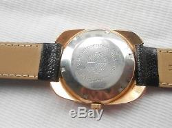 Rare Vtg Swiss Square Rose Gold Case Favre Leuba 17j Mens Automatic Wristwatch