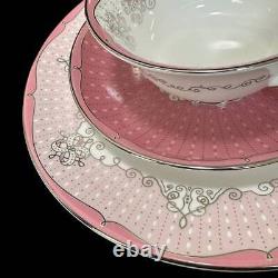 Rare Wedgwood Psyche Trio Cup Saucer Dessert Plate Pink Rose