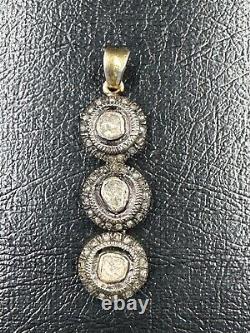 Rare beautiful vintage natural rose cut diamond pendant with silver gold plated