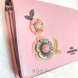Rare coach shoulder wallet pink tea rose floral design wallet