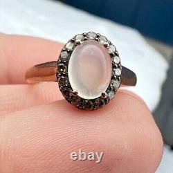 Rare solid 10k rose told genuine moonstone/chocolate diamond ring! Wowzers