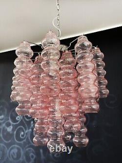 Rare top quality Murano Vintage chandelier 26 pink glasses tube