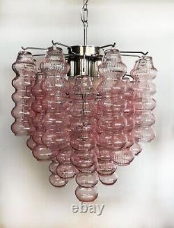 Rare top quality Murano Vintage chandelier 26 pink glasses tube