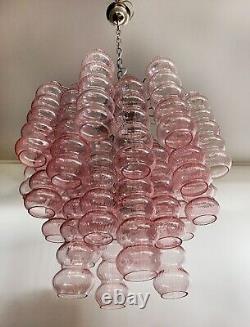 Rare top quality Murano Vintage chandelier 26 pink glasses tube