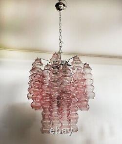 Rare top quality Murano Vintage chandelier 26 pink glasses tube