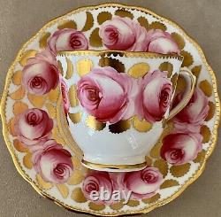 Regency Swansea Rose Demitasse Cup & Saucer Ultra Rare Pink & Gold Cabbage Rose