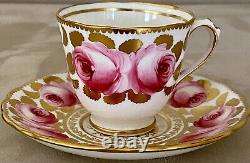 Regency Swansea Rose Demitasse Cup & Saucer Ultra Rare Pink & Gold Cabbage Rose