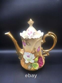 Replacements Lefton Vintage Pink And White Rose Rare Hand Painted Tea Set For 4