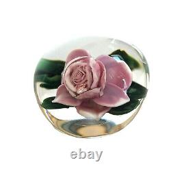 Rick Ayotte Vintage 1991 Mini Pink Rose Floral Rare Signed Paperweight