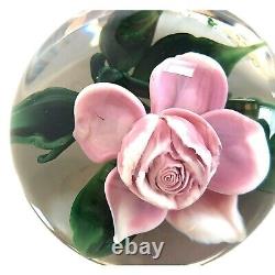 Rick Ayotte Vintage 1991 Mini Pink Rose Floral Rare Signed Paperweight