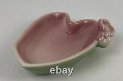 Rookwood White Art Pottery Rare Pink Rose Floral Heart Pin Tray Dish #6970