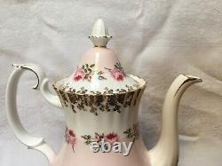 Royal Albert Bridesmaid Coffee Pot Pink Cabbage Roses & Gold Filigree RARE