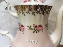 Royal Albert Bridesmaid Coffee Pot Pink Cabbage Roses & Gold Filigree RARE