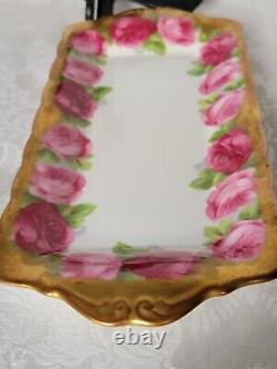 Royal Albert Old English Rose Heavy Gold Encrusted Serving Tray (sandwich) Rare