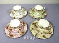 Royal Albert Rose Cameo, Four Sets Of Plates, Saucers & Cups, Rare In Mint Cond