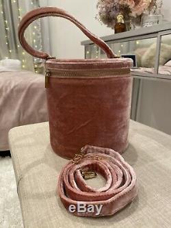 STAUD Vitti Crushed Velvet Rare Dusty Rose Pink Bucket Shoulder Bag