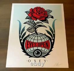 Shepard Fairey Obey Giant EYES OPEN ROSE Signed Numbered Screen Print RARE
