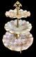 Signed Rare Mackenzie Childs Rose Petal Pink Honeymoon Check 3 Tier Sweets Stand