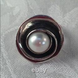 Silpada Pearl Rose Sterling Silver Rare Size 10 Lily Pearl Ring R2121 $96 HTF sz