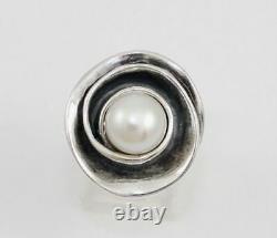 Silpada Pearl Rose Sterling Silver Rare Size 11 Lily Pearl Ring R2121 HTF