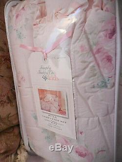 Simply Shabby Chic RETIRED pink ROSES cottage FULL comforter set ruffleRARE