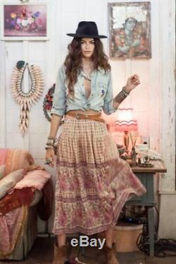 Spell & The Gypsy Free People Desert Rose Pink Floral Print Maxi Skirt Rare