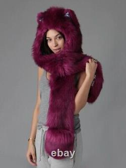 SpiritHoods RARE Rose Wolf Faux Fur Hood Hat