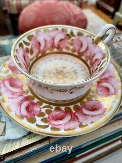 Spode Cabbage Rose Tea Cup And Saucer. Very Rare Early 1807 Spode