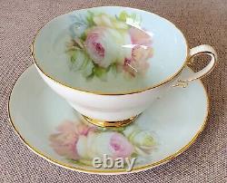 Stanley Teacup & Saucer Set Vintage Antique Cabbage Rose Peach Pink Fine China